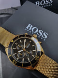  Shop Authentic Hugo Boss Ocean Edition Black Dial Gold Mesh Bracelet Watch for Men - 1513703 - Luxxuri