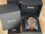  Shop Authentic Hugo Boss Navigator Grey Dial Brown Leather Strap Watch for Men - 1513496 - Luxxuri