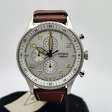  Shop Authentic Fossil Retro Pilot Chronograph Silver Dial Brown Leather Strap Watch for Men - FS5809 - Luxxuri