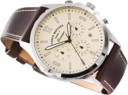  Shop Authentic Fossil Forrester Chronograph White Dial Brown Leather Strap Watch for Men - FS5696 - Luxxuri
