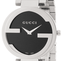  Shop Authentic Gucci G Interlocking Black Dial Black Leather Strap Watch For Women - YA133301 - Luxxuri