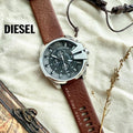  Shop Authentic Diesel Mega Chief Black & Silver Round Dial Brown Leather Strap Watch For Men - DZ4290 - Luxxuri