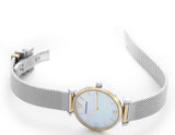  Shop Authentic Emporio Armani Gianni T Bar Mother of Pearl Dial Silver Mesh Bracelet Watch For Women - AR2068 - Luxxuri