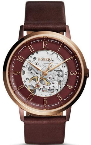  Shop Authentic Fossil Vintage Muse Automatic Skeleton Maroon Dial Maroon Leather Strap Watch for Women - ME3137 - Luxxuri