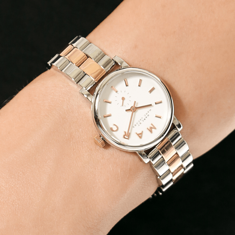 Marc Jacobs Baker White Dial Two Tone Steel Strap Watch for Women - MBM3331