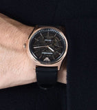  Shop Authentic Emporio Armani Meccanico Black Dial Black Leather Watch For Men - AR60004 - Luxxuri