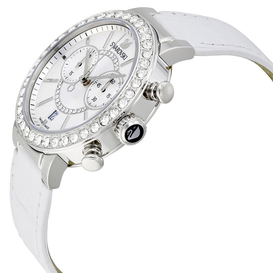 Shop Authentic Swarovski Citra Sphere Chronograph White Dial White Leather Strap Watch for Women - 5027127 - Luxxuri