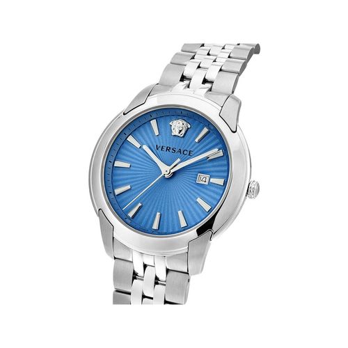  Shop Authentic Versace V-Urban Light Blue Dial Silver Steel Strap Watch for Men - VELQ00419 - Luxxuri