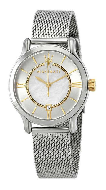  Shop Authentic Maserati Epoca Mother of Pearl Dial Silver Mesh Strap Watch For Women - R8853118504 - Luxxuri