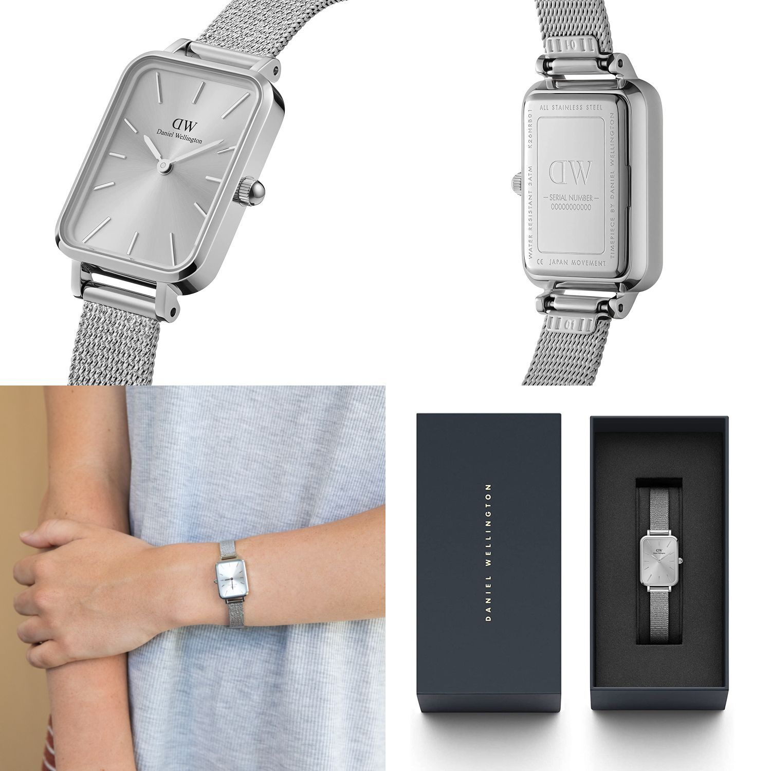  Shop Authentic Daniel Wellington Quadro Unitone Silver Dial Silver Mesh Strap Watch For Women - DW00100486 - Luxxuri