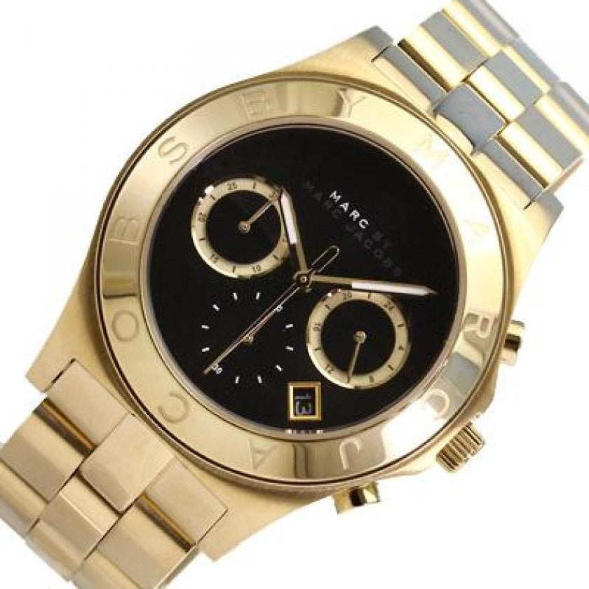  Shop Authentic Marc Jacobs Blade Chronograph Black Dial Gold Steel Strap Watch for Women - MBM3309 - Luxxuri