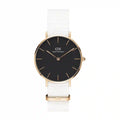  Shop Authentic Daniel Wellington Classic Petite Dover Black Dial White NATO Strap Watch For Women - DW00100312 - Luxxuri
