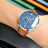  Shop Authentic Fossil Neutra Chronograph Blue Dial Brown Leather Strap Watch for Men - FS5453 - Luxxuri