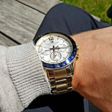  Shop Authentic Tommy Hilfiger Luke Chronograph White Dial Gold Steel Strap Watch for Men - 1791121 - Luxxuri