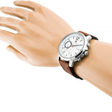  Shop Authentic Tommy Hilfiger Landon Chronograph White Dial Brown Leather Strap Watch for Men - 1791531 - Luxxuri