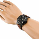  Shop Authentic Fossil Grant Chronograph Black Dial Brown Leather Strap Watch for Men - FS5241 - Luxxuri