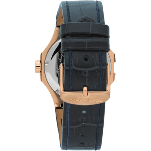  Shop Authentic Maserati Potenza 42mm Rose Gold & Blue Dial Blue Leather Strap Watch For Men - R8851108027 - Luxxuri