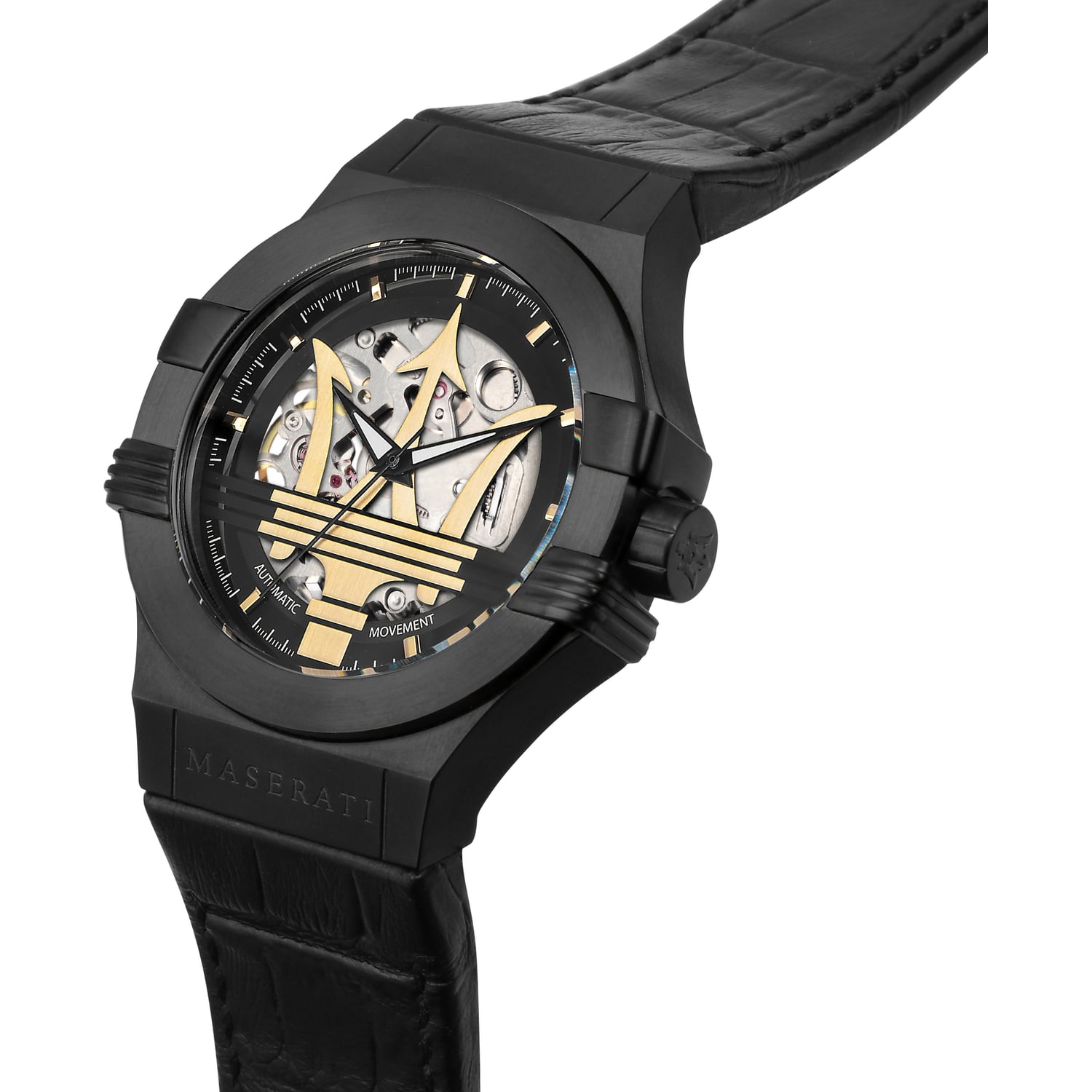  Shop Authentic Maserati Potenza Skeleton Limited Edition Black Dial Black Leather Strap Watch For Men - R8821108027 - Luxxuri
