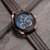  Shop Authentic Maserati Traguardo Chronograph Blue Dial Brown Leather Strap Watch For Men - R8871612024 - Luxxuri