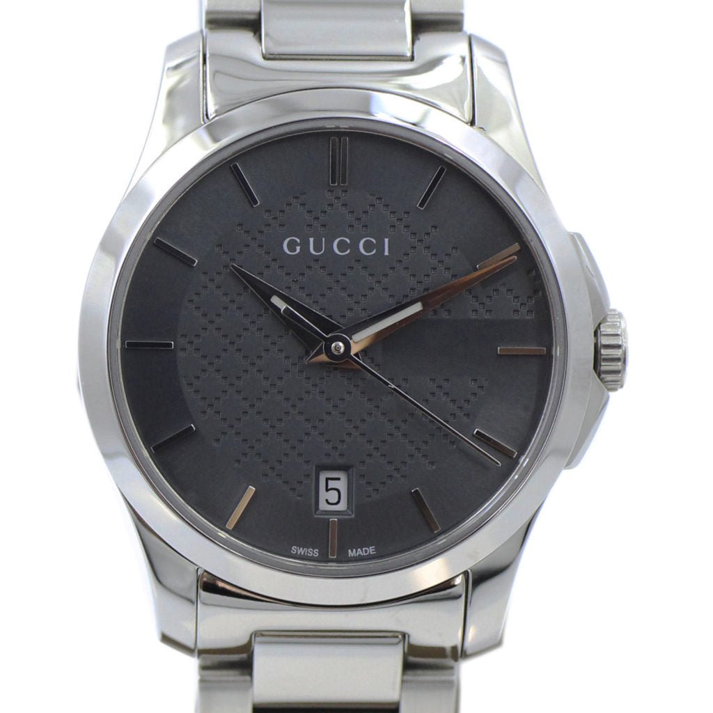  Shop Authentic Gucci G Timeless Grey Dial Silver Steel Strap Watch For Women - YA126522 - Luxxuri