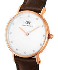  Shop Authentic Daniel Wellington Classy Bristol White Dial Brown Leather Strap Watch For Women - DW00100062 - Luxxuri
