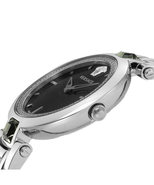  Shop Authentic Versace Crystal Gleam Guilloche  Black Dial Silver Steel Strap Watch for Women - VAN030016 - Luxxuri