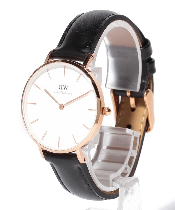  Shop Authentic Daniel Wellington Petite Sheffield White Dial Black Leather Strap Watch For Women - DW00100174 - Luxxuri