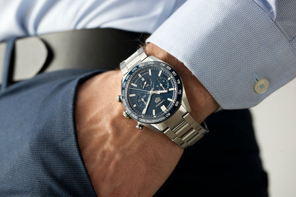  Shop Authentic Tag Heuer Carrera Chronograph Blue Dial Silver Steel Strap Watch for Men - CBN2A1A.BA0643 - Luxxuri