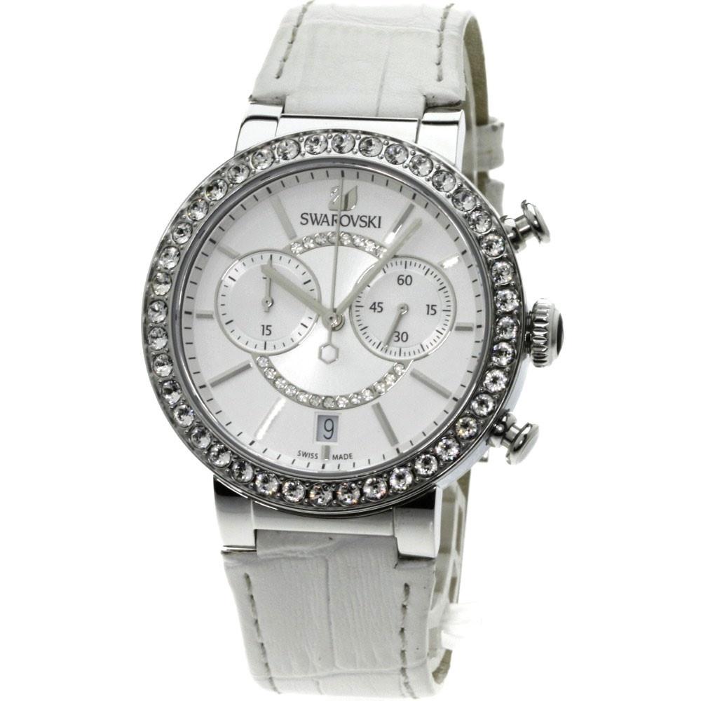  Shop Authentic Swarovski Citra Sphere Chronograph White Dial White Leather Strap Watch for Women - 5027127 - Luxxuri