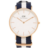  Shop Authentic Daniel Wellington Classic Glasgow White Dial Two Tone NATO Strap Watch For Women - DW00100031 - Luxxuri