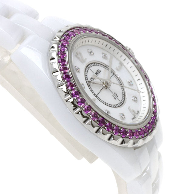  Shop Authentic Chanel J12 Quartz Diamonds Mother of Pearl White Dial White Steel Strap Watch for Women - J12 H3243 - Luxxuri