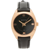  Shop Authentic Gucci GG2570 Quartz Black Dial Black Leather Strap Watch For Women - YA142509 - Luxxuri