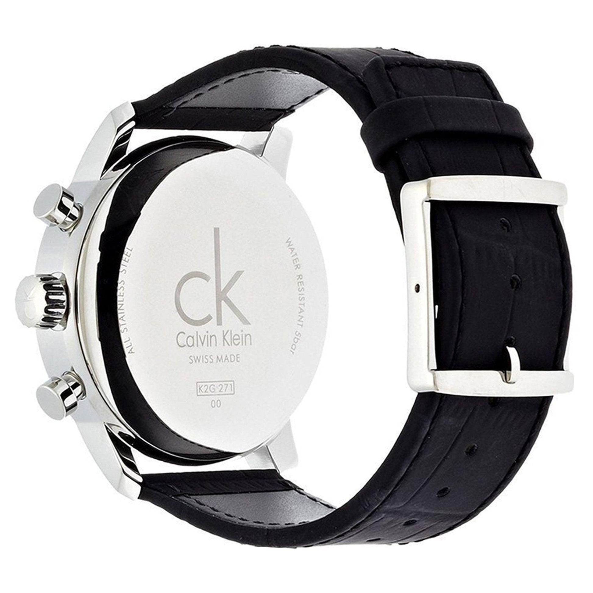  Shop Authentic Calvin Klein City Chronograph Black Dial Black Leather Strap Watch for Men - K2G271CX - Luxxuri