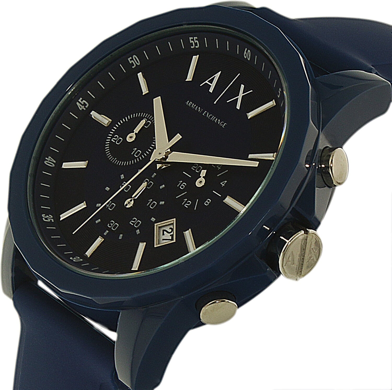  Shop Authentic Armani Exchange Outerbanks Chronograph Blue Dial Blue Silicone Strap Watch For Men - AX1327 - Luxxuri