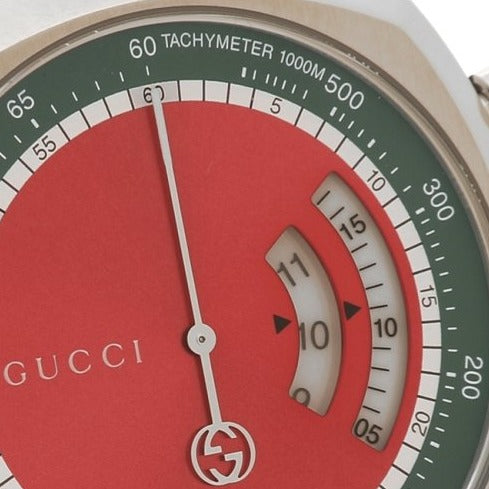  Shop Authentic Gucci Grip Quartz Chronograph Red Dial Two Tone NATO Strap Watch for Men - YA157304 - Luxxuri