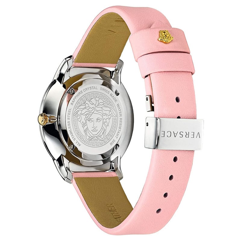  Shop Authentic Versace Audrey Quartz White Dial Pink Leather Strap Watch for Women - VELR00119 - Luxxuri