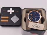  Shop Authentic Fossil Flynn Mechanical Blue Dial Blue Leather Strap Watch for Men - BQ2219 - Luxxuri