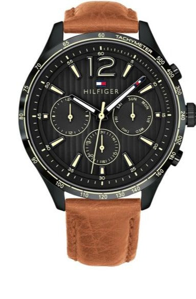  Shop Authentic Tommy Hilfiger Gavin Chronograph Quartz Black Dial Brown Leather Strap Watch for Men - 1791470 - Luxxuri