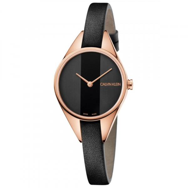  Shop Authentic Calvin Klein Rebel Black Dial Black Leather Strap Watch for Women - K8P236C1 - Luxxuri