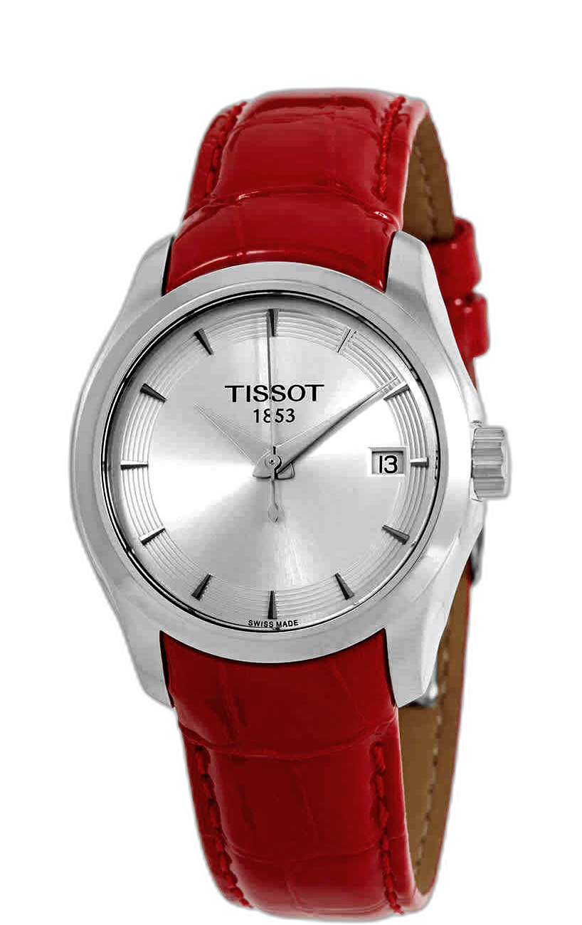  Shop Authentic Tissot Couturier Lady Silver Dial Red Leather Strap Watch for Women - T035.210.16.031.01 - Luxxuri