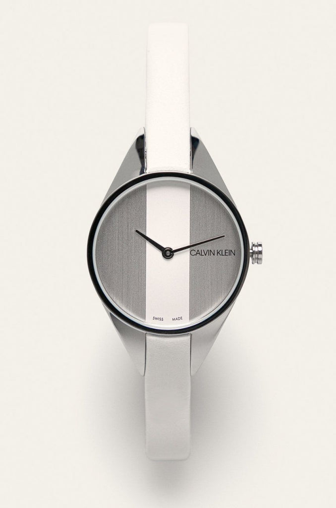  Shop Authentic Calvin Klein Rebel White Dial White Leather Strap Watch for Women - K8P231L6 - Luxxuri