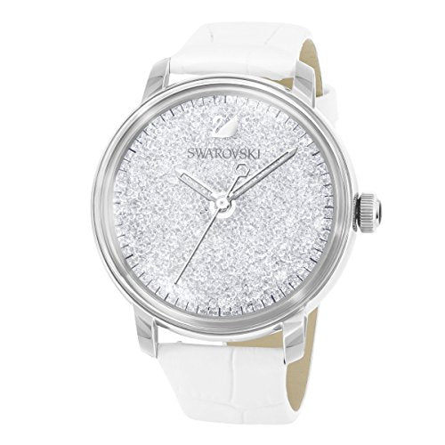  Shop Authentic Swarovski Crystalline Hours Silver Dial White Leather Strap Watch for Women - 5295383 - Luxxuri