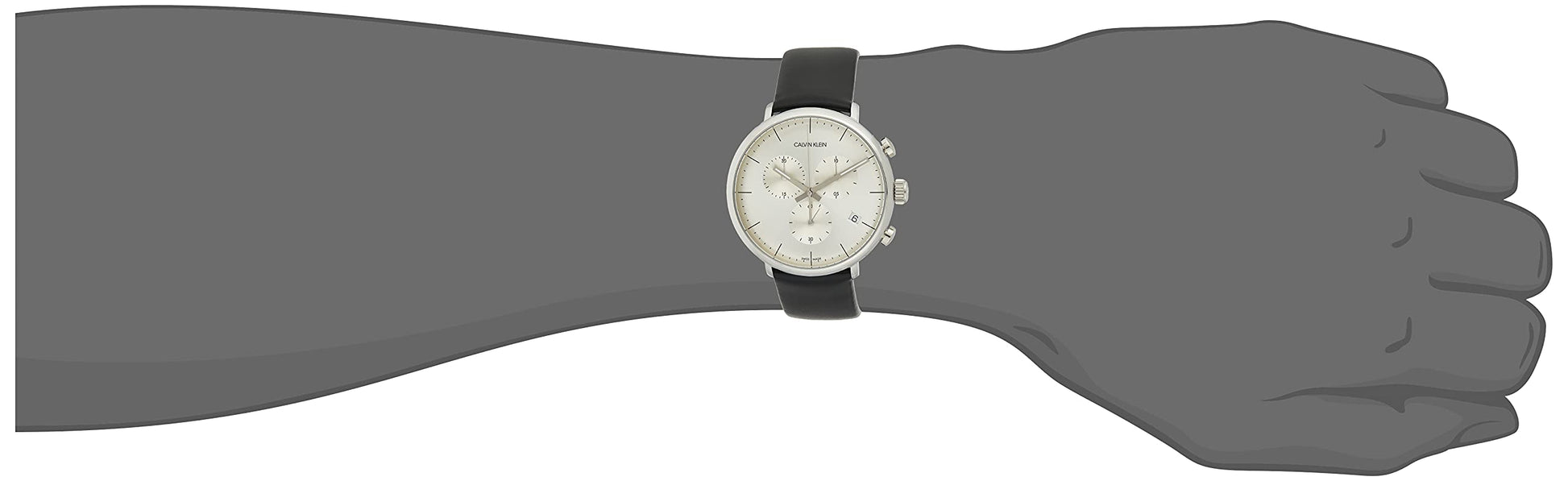  Shop Authentic Calvin Klein High Noon Chronograph White Dial Black Leather Strap Watch for Men - K8M271C6 - Luxxuri
