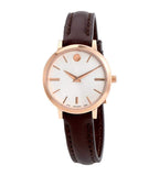  Shop Authentic Movado Ultra Slim White Dial Brown Leather Strap Watch For Women - 0607096 - Luxxuri