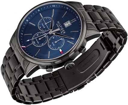  Shop Authentic Tommy Hilfiger Kyle Quartz Blue Dial Black Steel Strap Watch for Men - 1791633 - Luxxuri