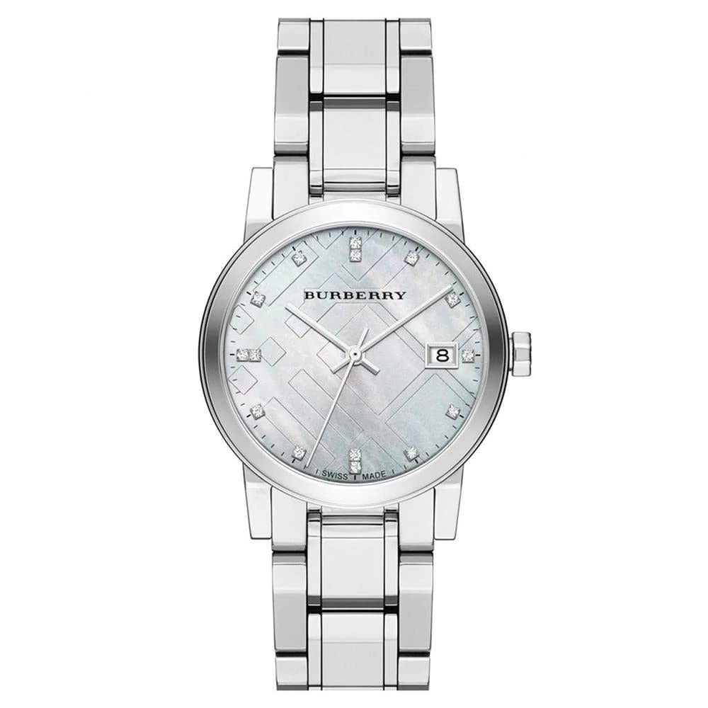  Shop Authentic Burberry The City Diamonds Silver Dial Silver Steel Strap Watch for Women - BU9125 - Luxxuri