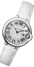  Shop Authentic Cartier Ballon Bleu De Cartier Silver Dial White Leather Strap Watch for Women - W6920086 - Luxxuri