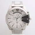  Shop Authentic Diesel Mega Chief Chronograph Silver Dial Silver Steel Strap Watch For Men - DZ4501 - Luxxuri