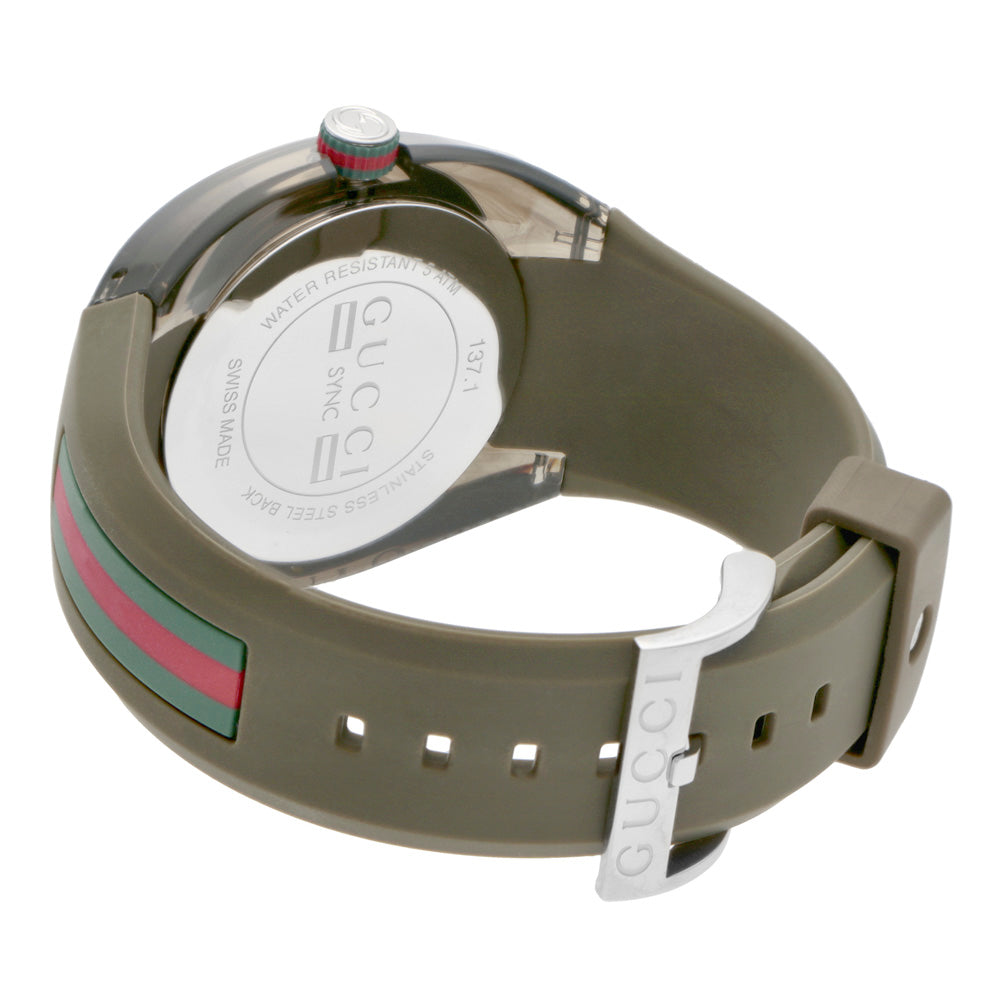  Shop Authentic Gucci Sync XXL Quartz Brown Dial Brown Leather Strap Watch For Men - YA137106 - Luxxuri