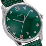  Shop Authentic Gucci G-Timeless Green Mother of Pearl Dial Green Leather Strap Watch For Women - YA126585 - Luxxuri